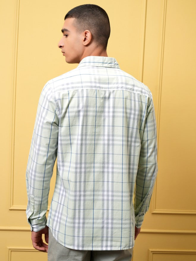Highlander Men Green Checked Regular Fit Casual Shirt - Green - Image 3