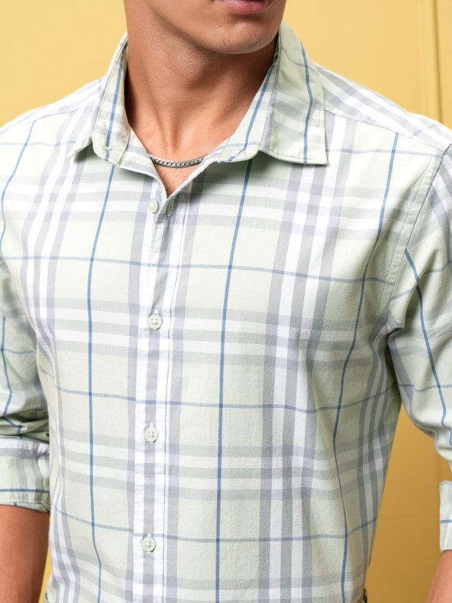 Highlander Men Green Checked Regular Fit Casual Shirt - Green - Image 5