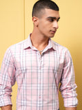 Highlander Men Pink Checked Regular Fit Casual Shirt - Pink - Image 1