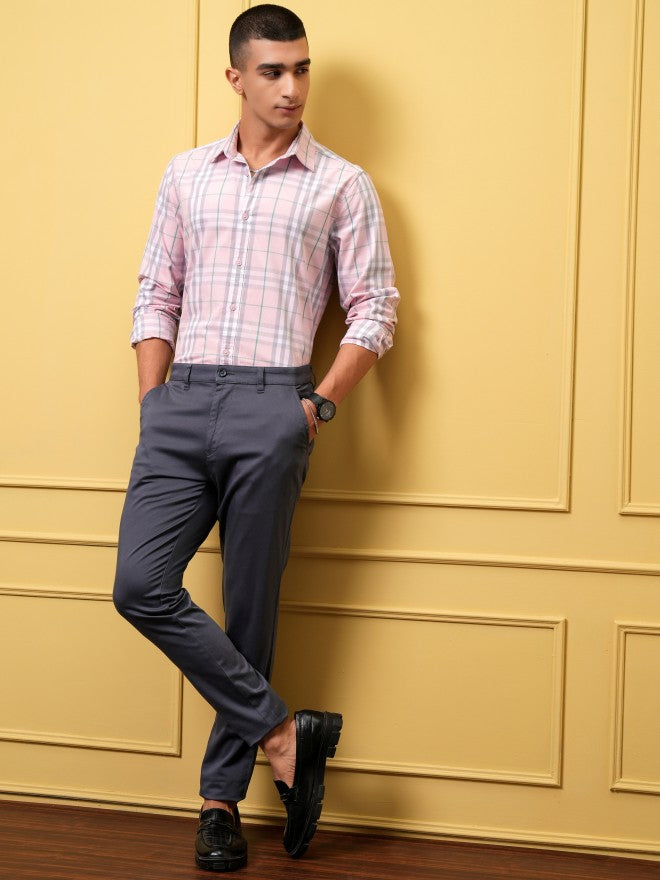 Highlander Men Pink Checked Regular Fit Casual Shirt - Pink - Image 2