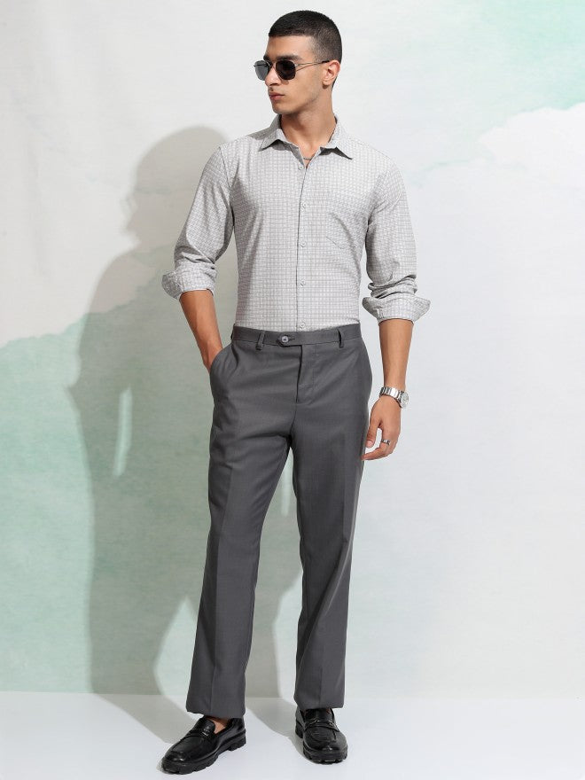 Highlander Men Grey Checked Regular Fit Casual Shirt - Grey - Image 2