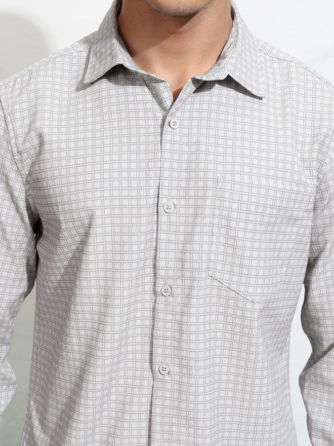 Highlander Men Grey Checked Regular Fit Casual Shirt - Grey - Image 5