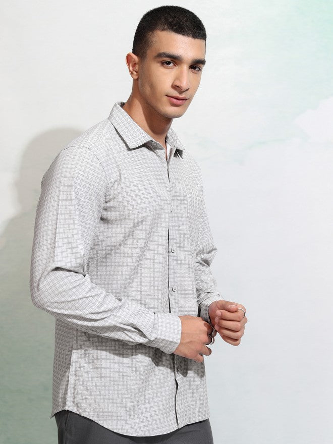 Highlander Men Grey Checked Regular Fit Casual Shirt - Grey - Image 6