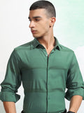 Highlander Men Green Striped Regular Fit Casual Shirt - Green - Image 1