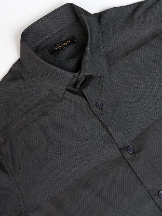 Highlander Men Grey Striped Regular Fit Casual Shirt - Grey - Image 7
