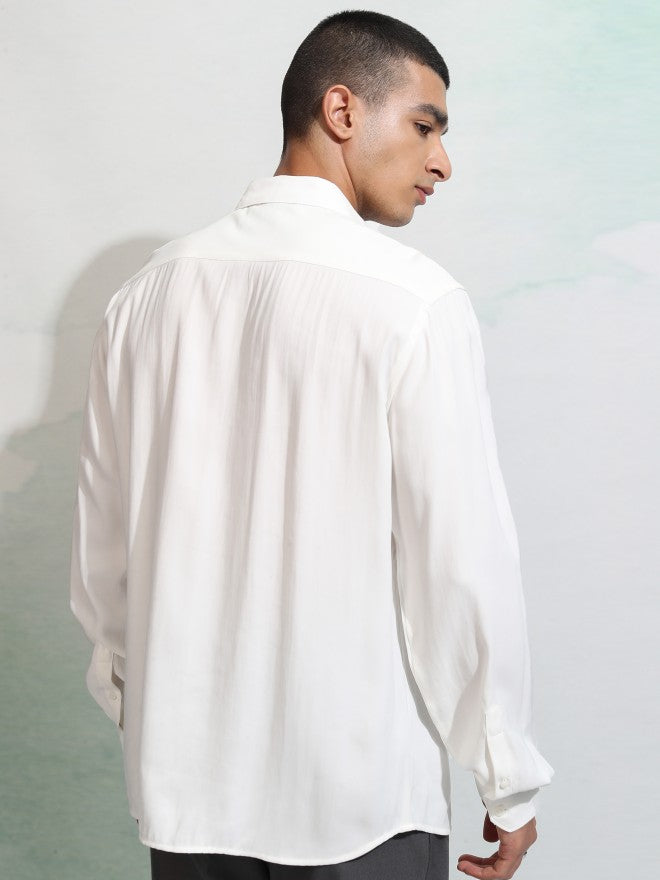 Highlander Men White Solid Slim Fit Casual Shirt - White - Image 3