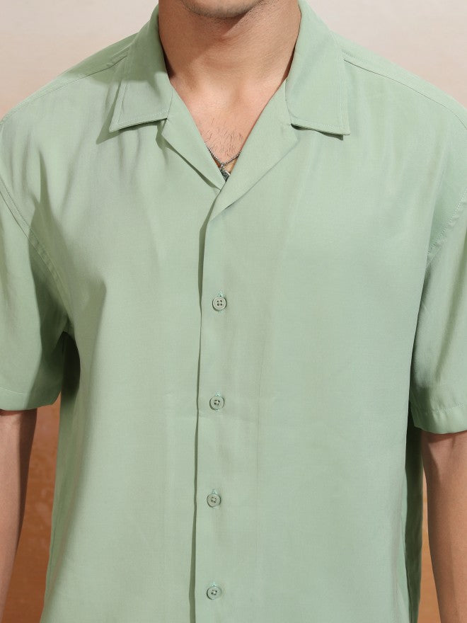 Highlander Men Green Solid Relaxed Fit Casual Shirt - Green - Image 5
