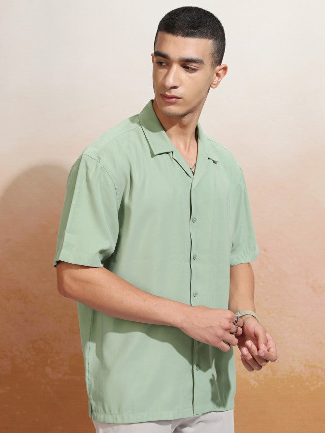 Highlander Men Green Solid Relaxed Fit Casual Shirt - Green - Image 6