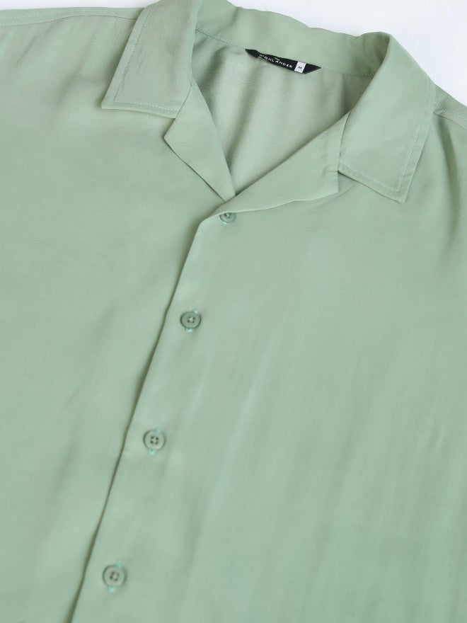 Highlander Men Green Solid Relaxed Fit Casual Shirt - Green - Image 8