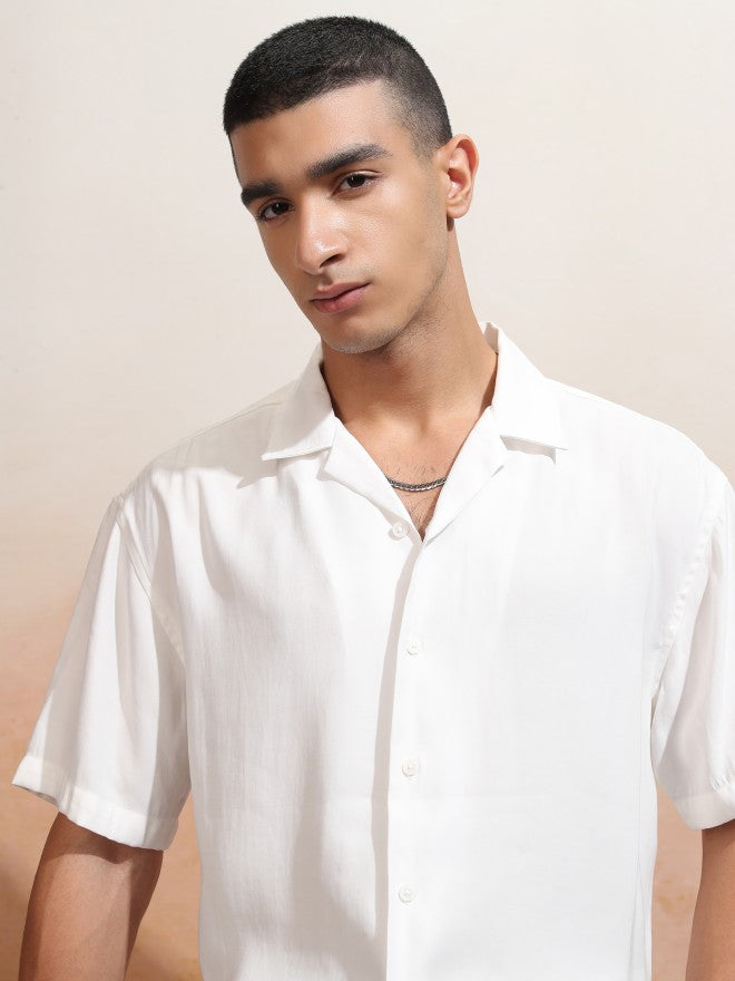 Highlander Men White Solid Relaxed Fit Casual Shirt - White - Image 1