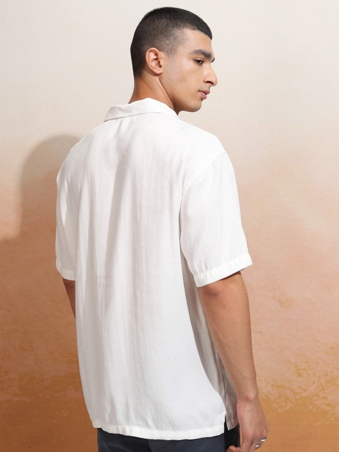 Highlander Men White Solid Relaxed Fit Casual Shirt - White - Image 3