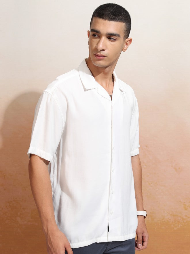 Highlander Men White Solid Relaxed Fit Casual Shirt - White - Image 6