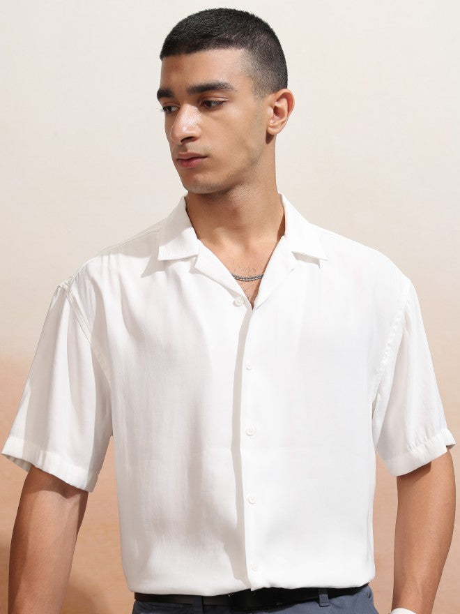 Highlander Men White Solid Relaxed Fit Casual Shirt - White - Image 7