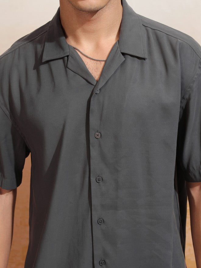 Highlander Men Grey Solid Relaxed Fit Casual Shirt - Grey - Image 5