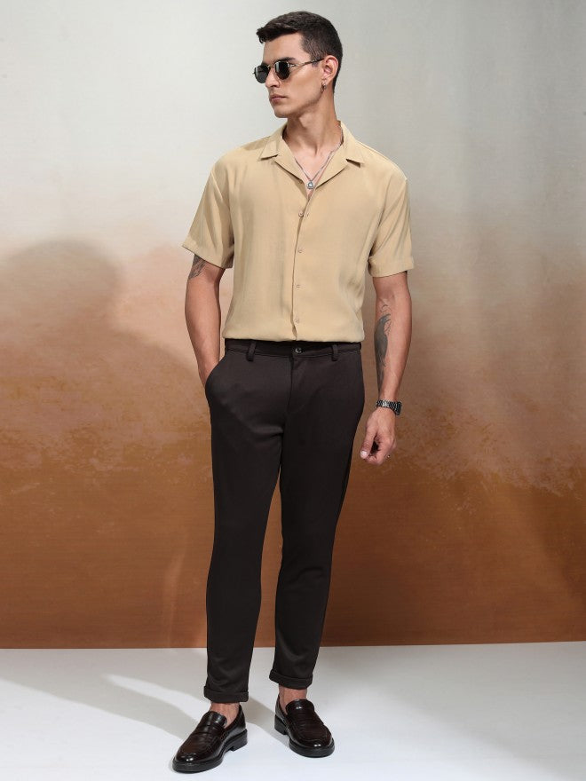 Highlander Men Khaki Solid Relaxed Fit Casual Shirt - Khaki - Image 2
