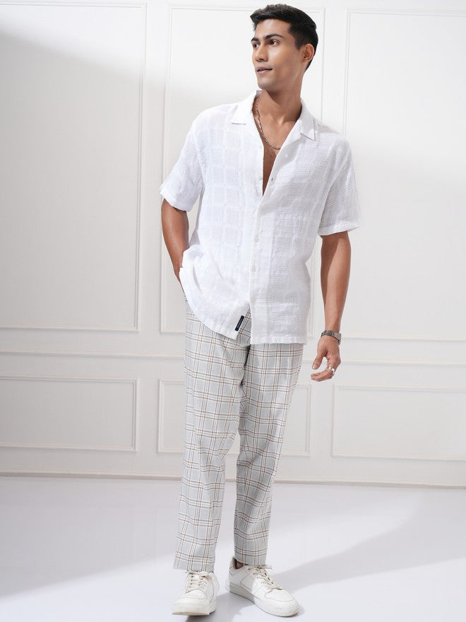 Highlander Men White Textured Relaxed Fit Casual Shirt - White - Image 2