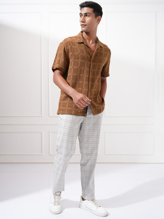 Highlander Men Brown Textured Relaxed Fit Casual Shirt - Brown - Image 2