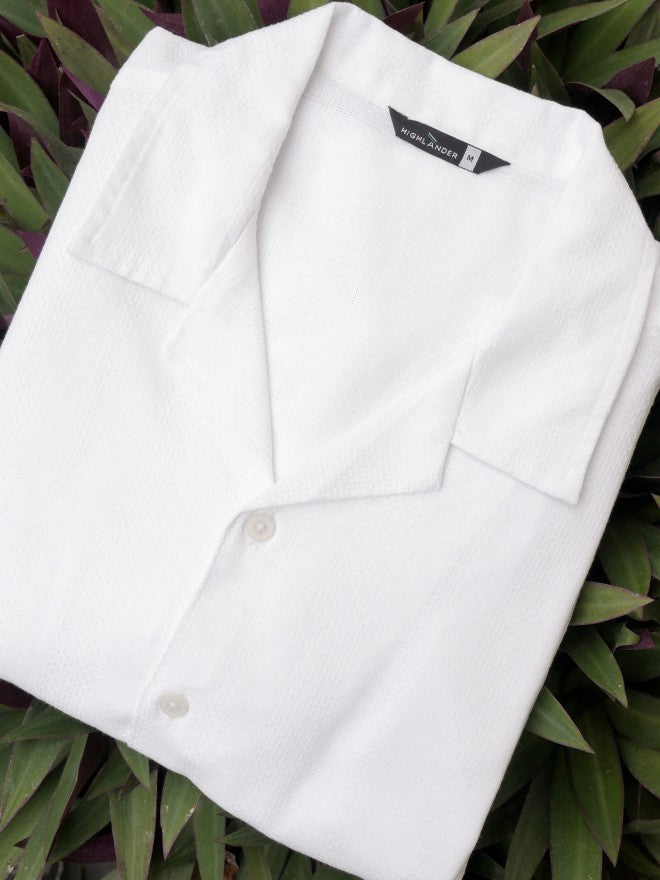 Highlander Men White Textured Relaxed Fit Casual Shirt - White - Image 7