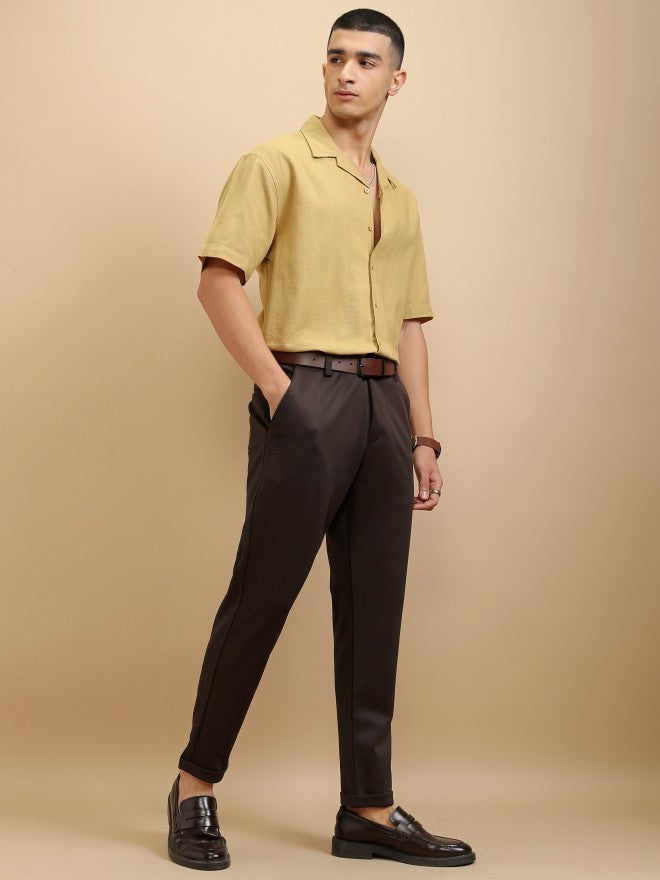 Highlander Men Mustard Textured Relaxed Fit Casual Shirt - Mustard - Image 2