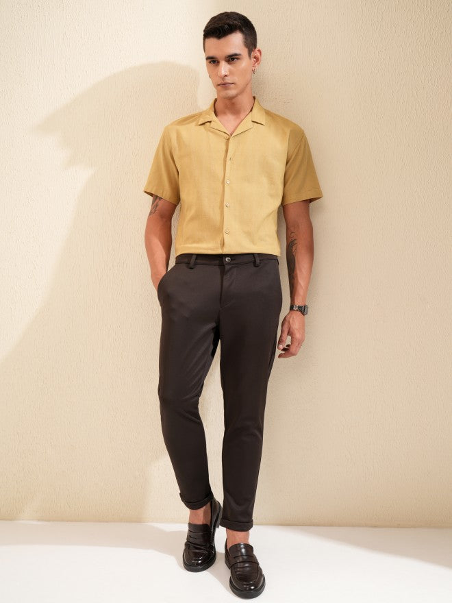 Highlander Men Mustard Textured Relaxed Fit Casual Shirt - Mustard - Image 2