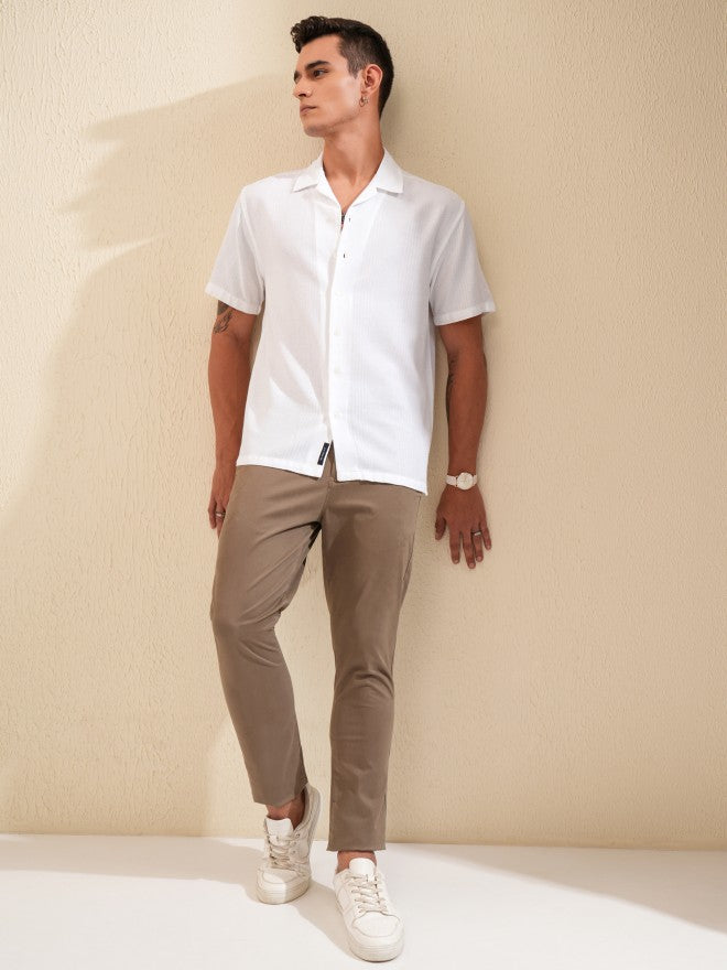 Highlander Men White Textured Relaxed Fit Casual Shirt - White - Image 2