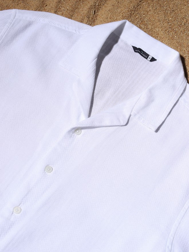 Highlander Men White Textured Relaxed Fit Casual Shirt - White - Image 7