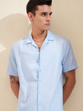 Highlander Men Blue Solid Relaxed Fit Casual Shirt - Blue - Image 1