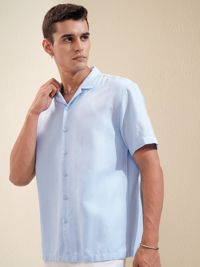 Highlander Men Blue Solid Relaxed Fit Casual Shirt - Blue - Image 4