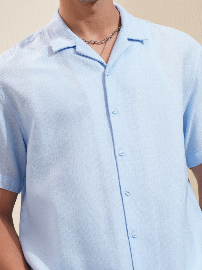 Highlander Men Blue Solid Relaxed Fit Casual Shirt - Blue - Image 5