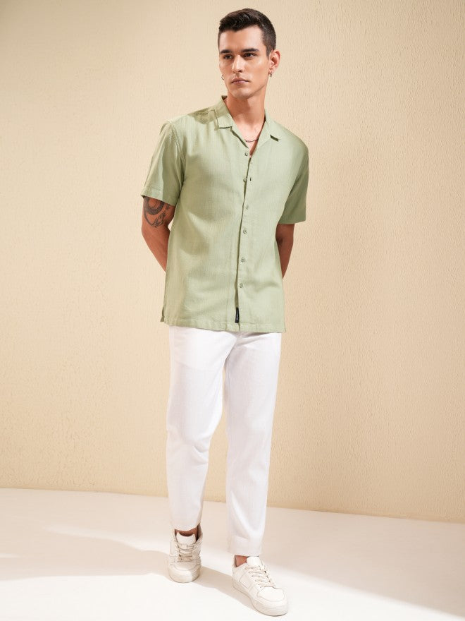 Highlander Men Sage Textured Relaxed Fit Casual Shirt - Sage - Image 2