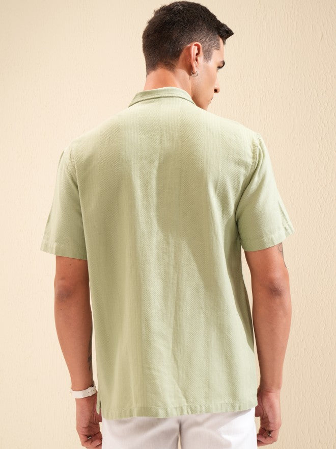 Highlander Men Sage Textured Relaxed Fit Casual Shirt - Sage - Image 3