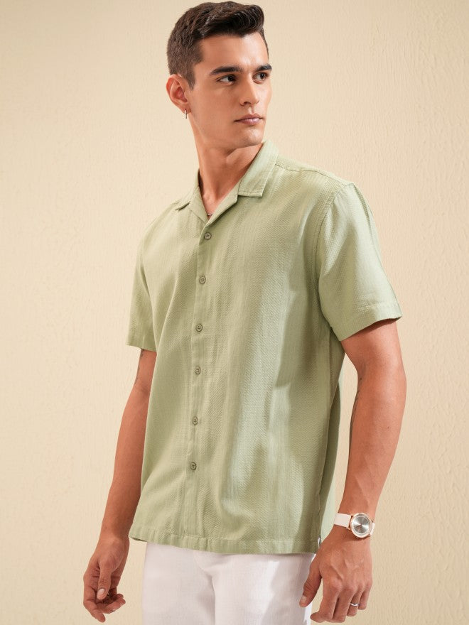 Highlander Men Sage Textured Relaxed Fit Casual Shirt - Sage - Image 4