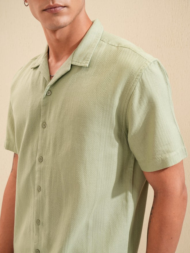 Highlander Men Sage Textured Relaxed Fit Casual Shirt - Sage - Image 5