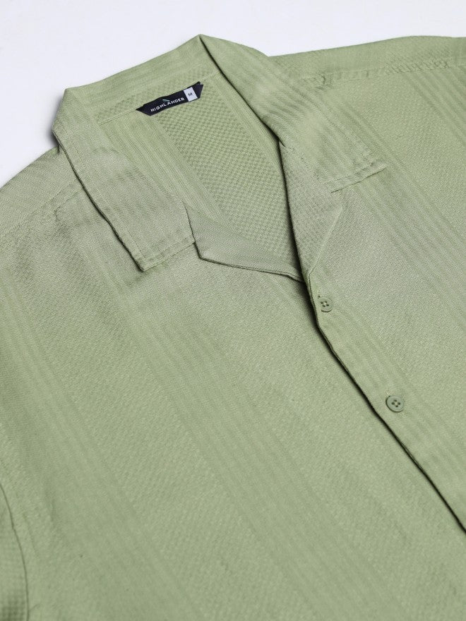 Highlander Men Sage Textured Relaxed Fit Casual Shirt - Sage - Image 7