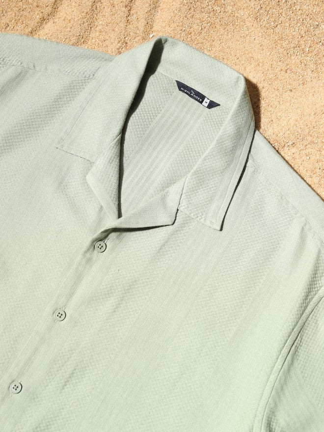Highlander Men Sage Textured Relaxed Fit Casual Shirt - Sage - Image 7