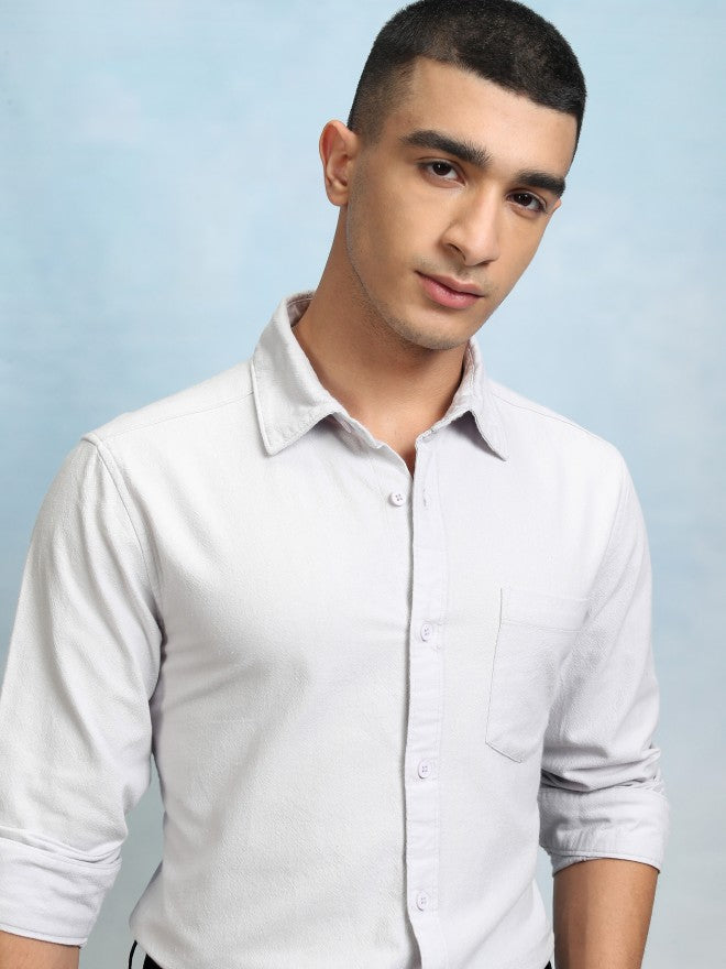 Highlader Men Grey Printed Regular Fit Casual Shirt - Grey - Image 1