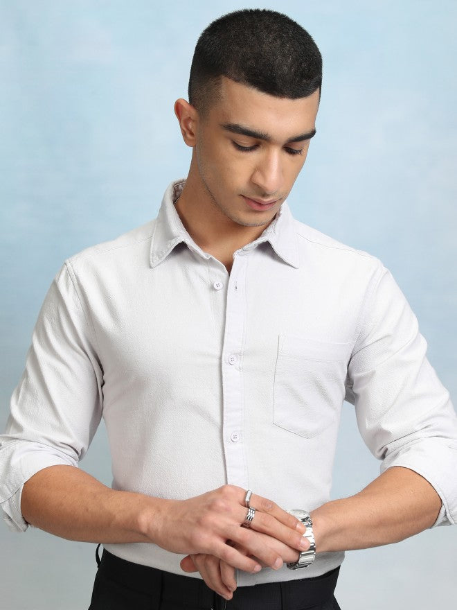 Highlader Men Grey Printed Regular Fit Casual Shirt - Grey - Image 7