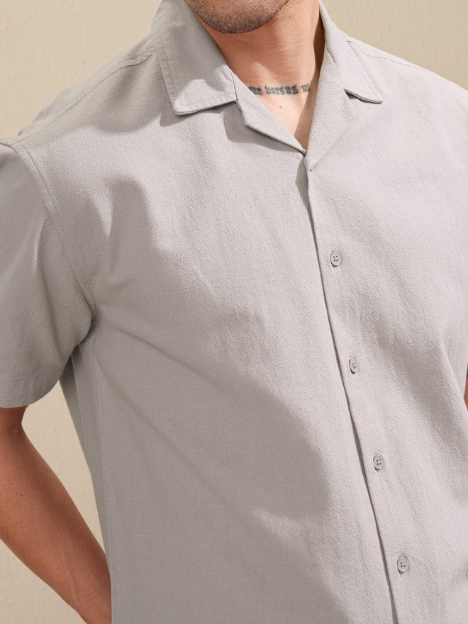 Highlander Men Grey Solid Relaxed Fit Casual Shirt - Grey - Image 5