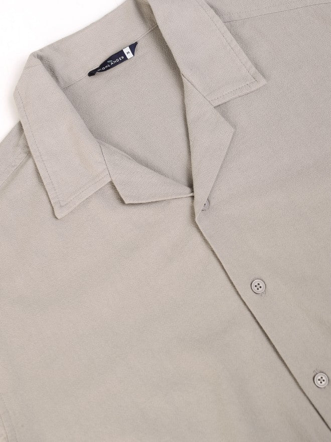 Highlander Men Grey Solid Relaxed Fit Casual Shirt - Grey - Image 7