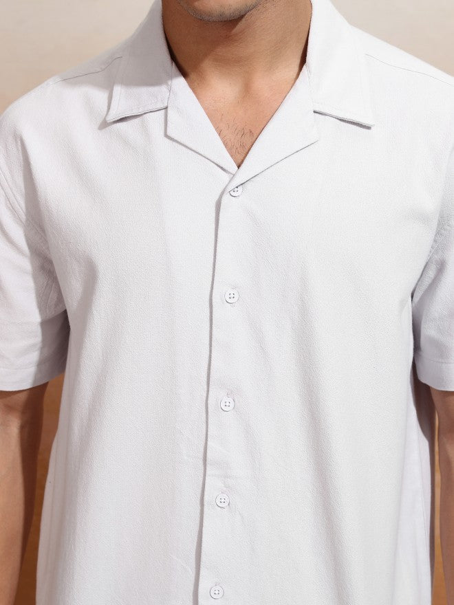 Highlander Men Grey Solid Relaxed Fit Casual Shirt - Grey - Image 5