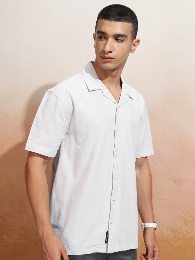 Highlander Men Grey Solid Relaxed Fit Casual Shirt - Grey - Image 6