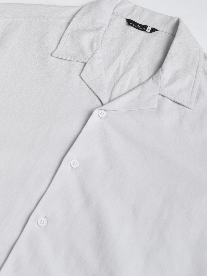 Highlander Men Grey Solid Relaxed Fit Casual Shirt - Grey - Image 8