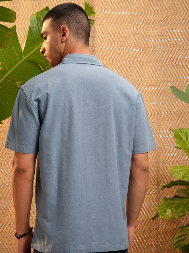 Highlander Men Blue Striped Relaxed Fit Casual Shirt - Blue - Image 3