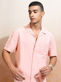 Highlander Men Peach Solid Relaxed Fit Casual Shirt - Peach - Image 1