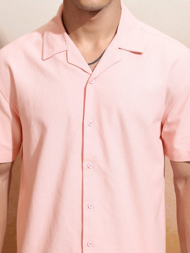 Highlander Men Peach Solid Relaxed Fit Casual Shirt - Peach - Image 5