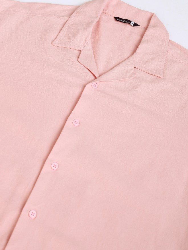 Highlander Men Peach Solid Relaxed Fit Casual Shirt - Peach - Image 8