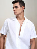 Highlander Men White Textured Relaxed Fit Casual Shirt - White - Image 1