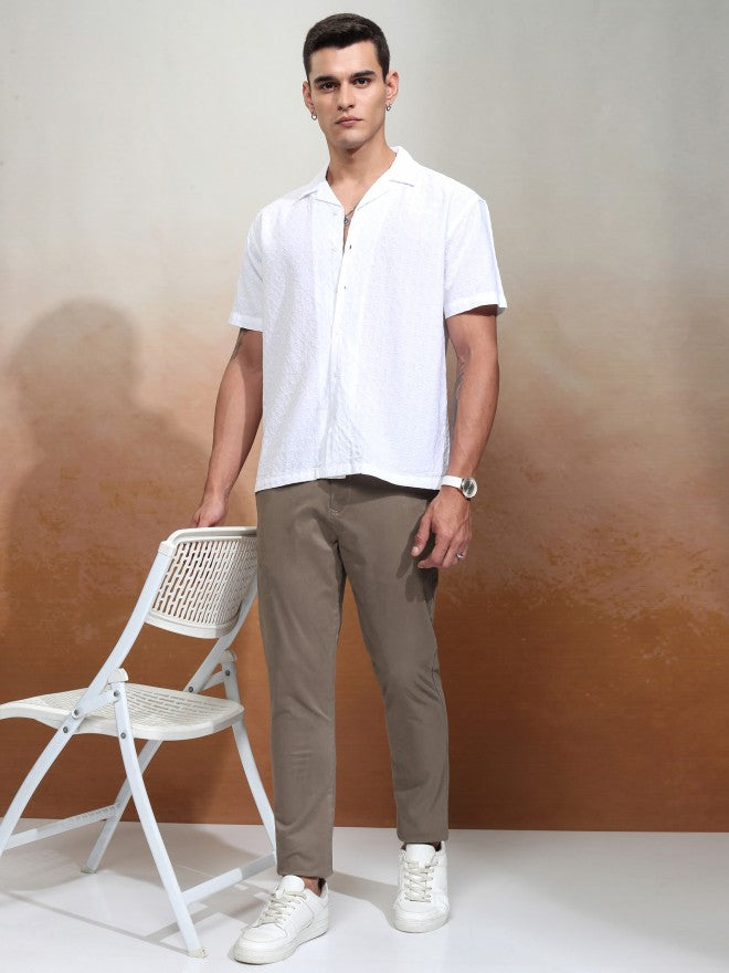 Highlander Men White Textured Relaxed Fit Casual Shirt - White - Image 2