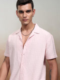 Highlander Men Pink Textured Relaxed Fit Casual Shirt - Pink - Image 1
