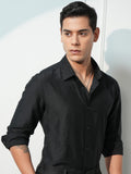 Highlander Men Black Solid Slim Fit Casual Shirt - Black - Image 1